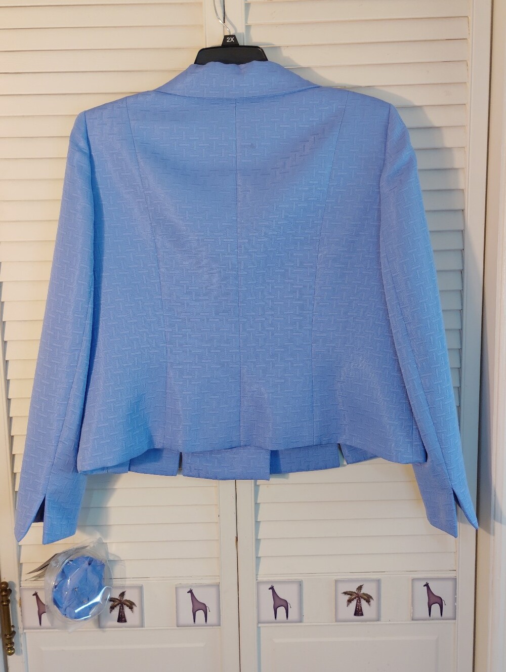 Kasper Light Blue Textured Skirt Set Jacket - Picture 6 of 11